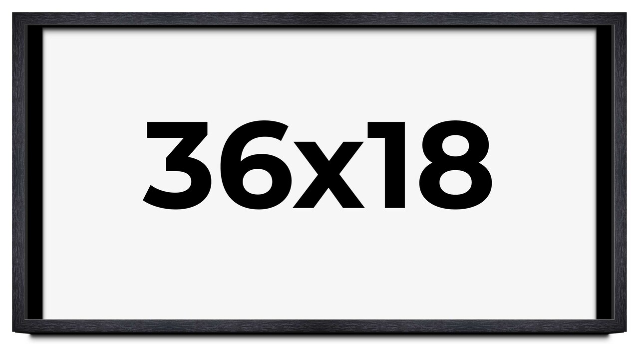 36x18 Shadow Box 1" Depth Black Picture Frame - UV Acrylic, Backing, Hanging Hardware